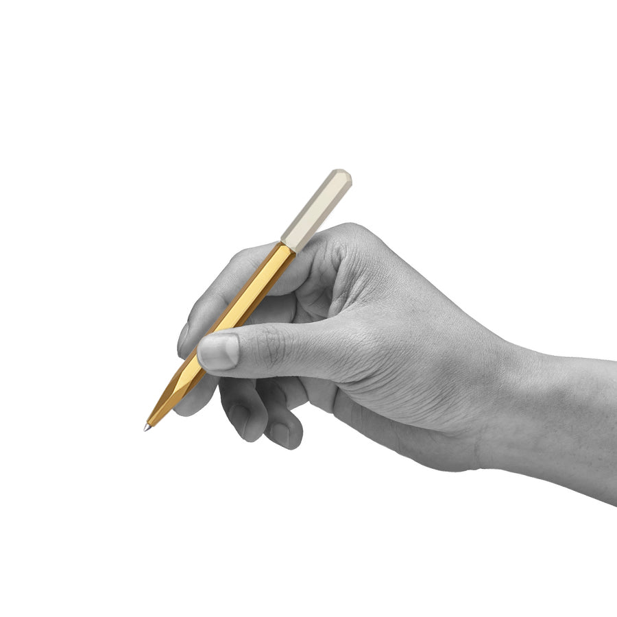 KRAMA | TWIST BALLPOINT PEN - BRASS / WHITE